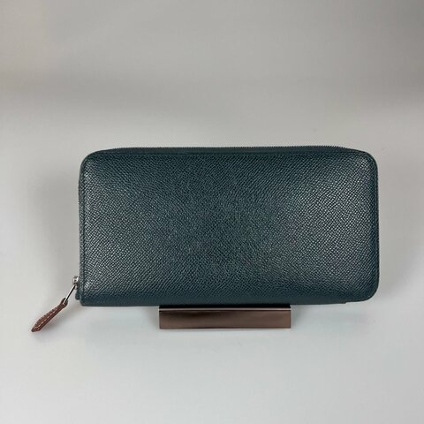 HERMES C刻 午夜綠絲巾ㄇ拉長夾