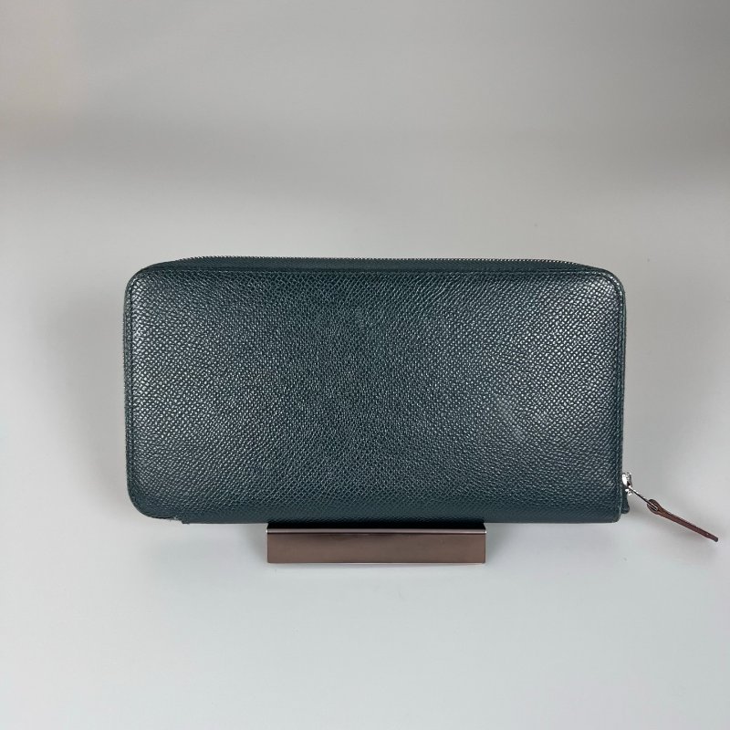 HERMES C刻 午夜綠絲巾ㄇ拉長夾-1