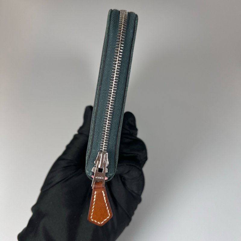 HERMES C刻 午夜綠絲巾ㄇ拉長夾-2