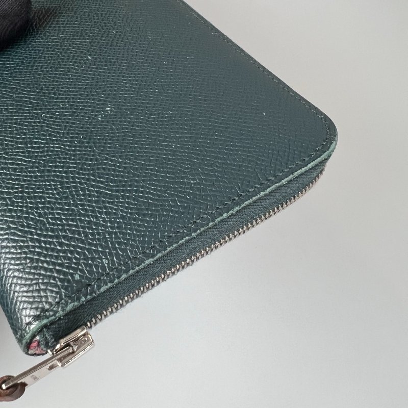 HERMES C刻 午夜綠絲巾ㄇ拉長夾-9