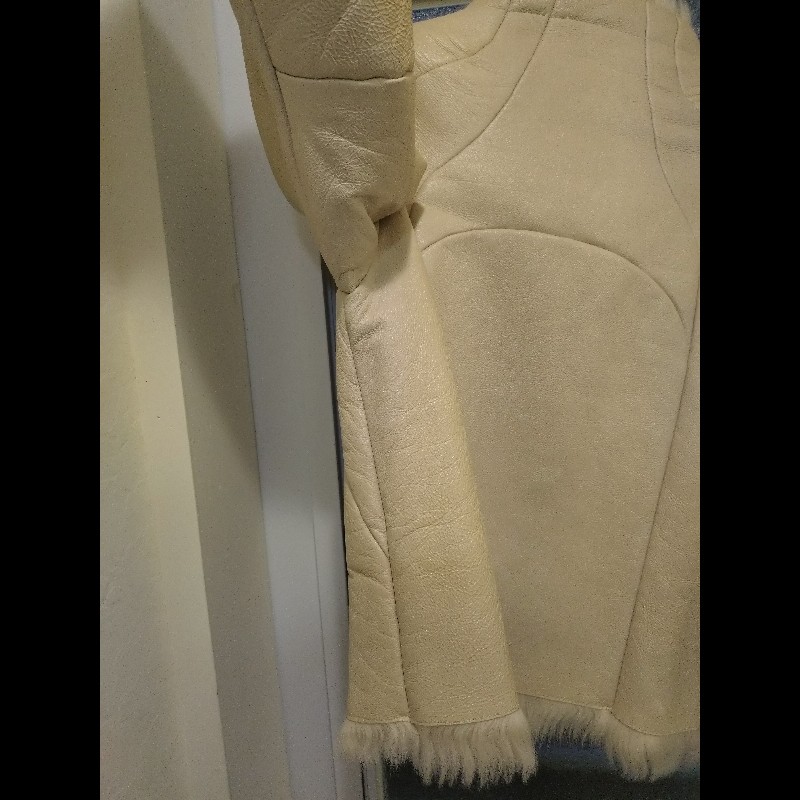 Prada 米白皮革+羔羊毛外套-6