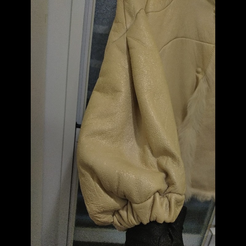 Prada 米白皮革+羔羊毛外套-7
