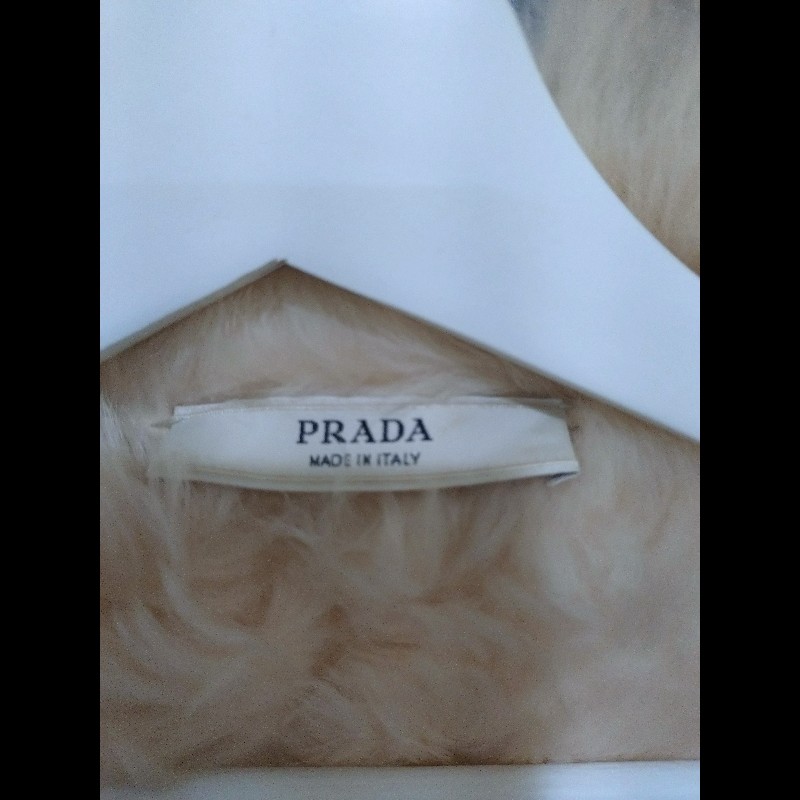 Prada 米白皮革+羔羊毛外套-15