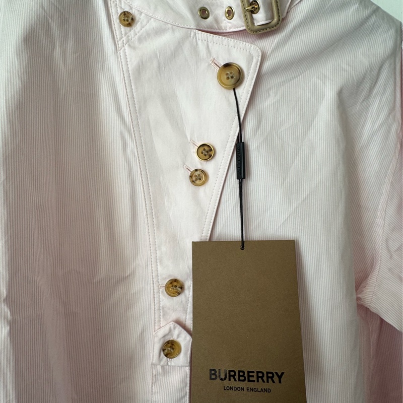 Burberry 粉色長袖襯衫-5