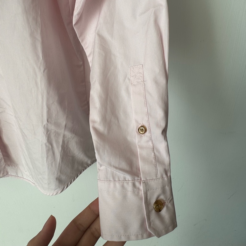 Burberry 粉色長袖襯衫-8