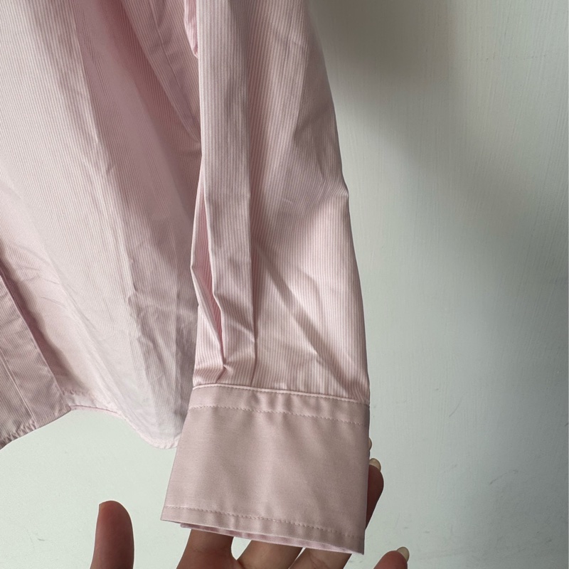Burberry 粉色長袖襯衫-9