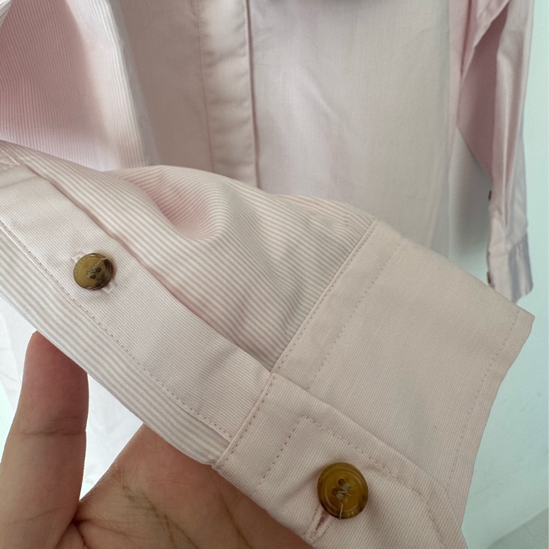 Burberry 粉色長袖襯衫-10