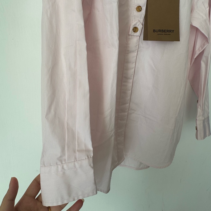 Burberry 粉色長袖襯衫-11