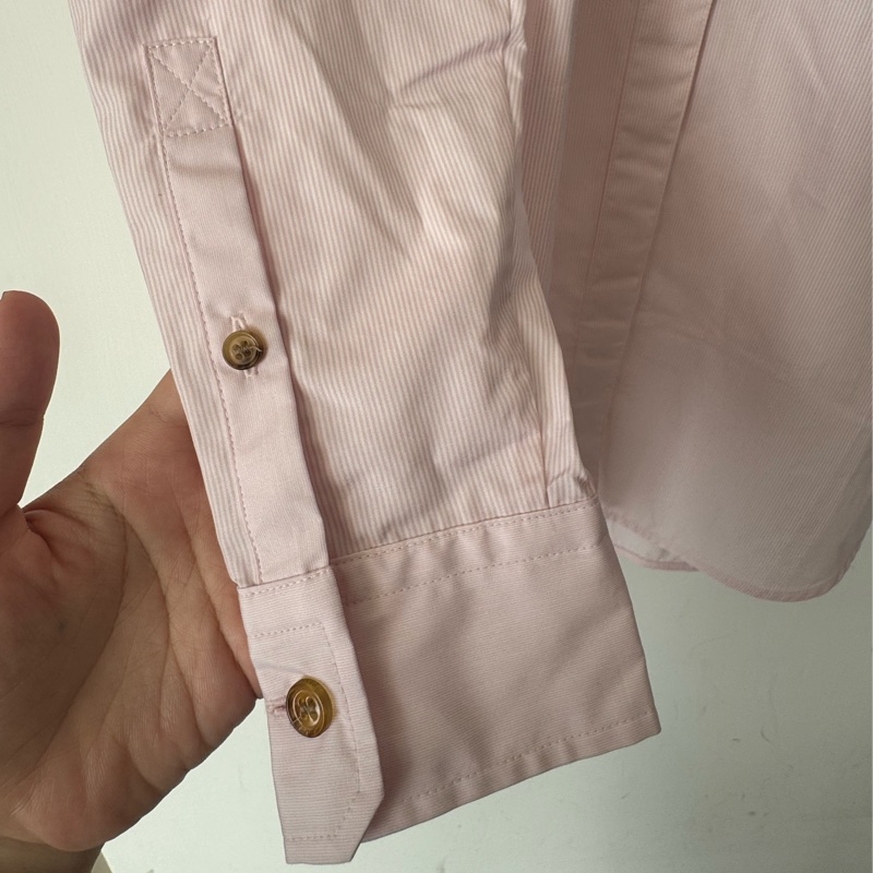 Burberry 粉色長袖襯衫-13