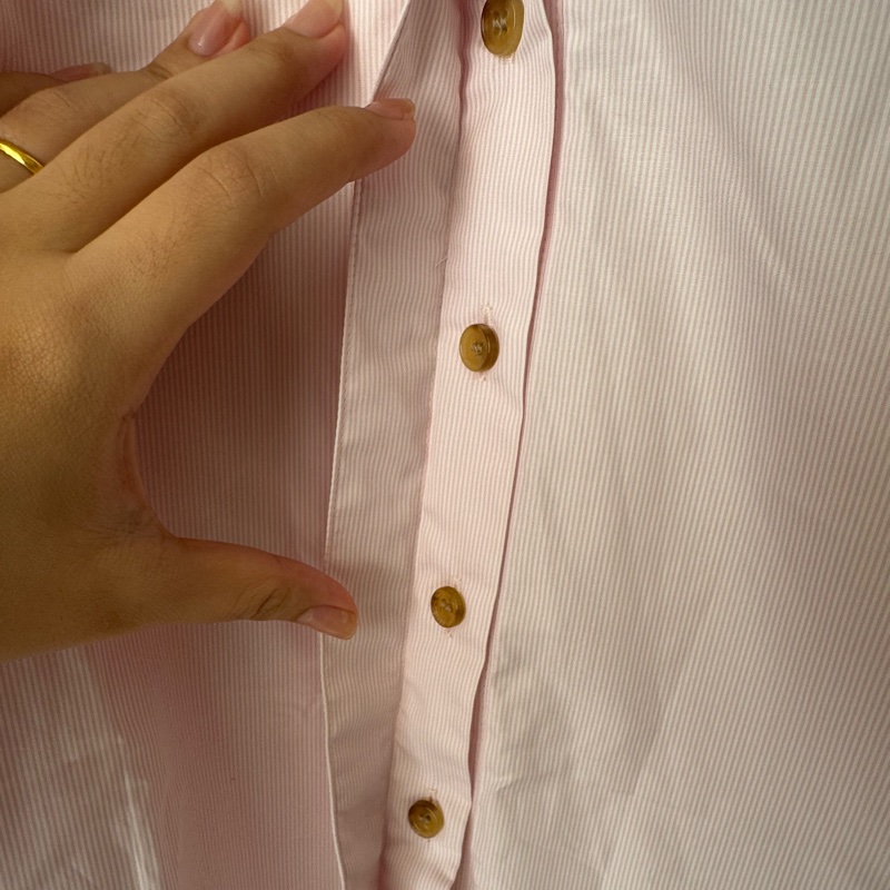 Burberry 粉色長袖襯衫-16