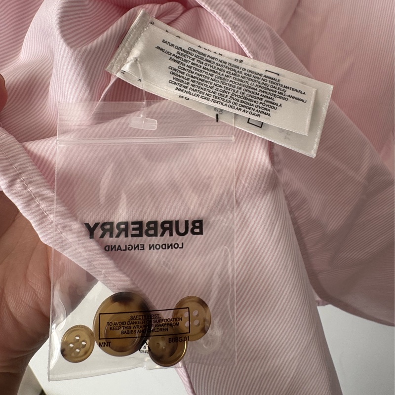 Burberry 粉色長袖襯衫-20