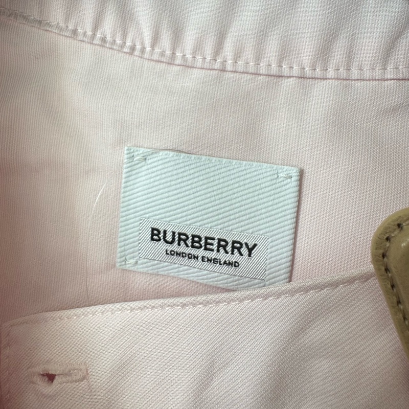 Burberry 粉色長袖襯衫-25