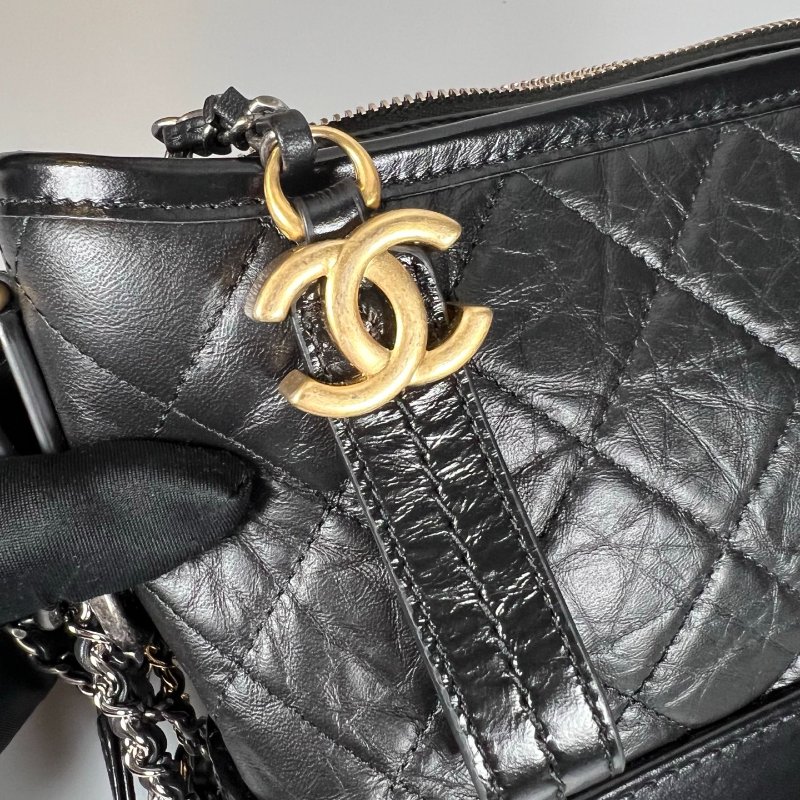 CHANEL  A91810 晶片款 全黑流浪包小號-6