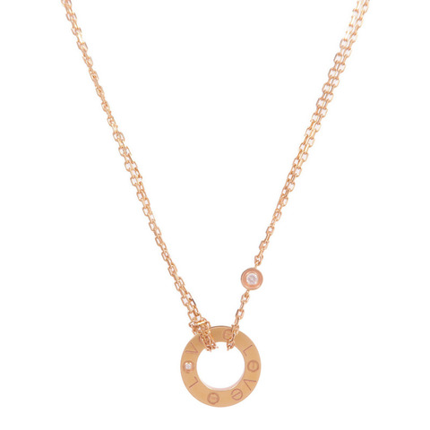 CARTIER 18K玫瑰金Love Pendant 2 Diamonds鑽石項鍊