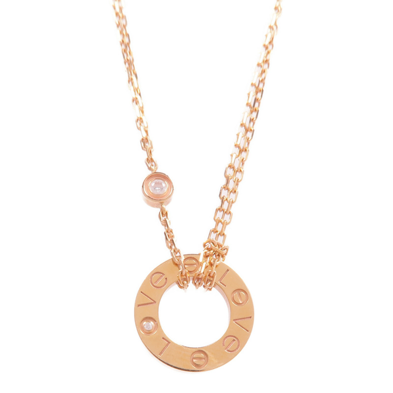 CARTIER 18K玫瑰金Love Pendant 2 Diamonds鑽石項鍊-2
