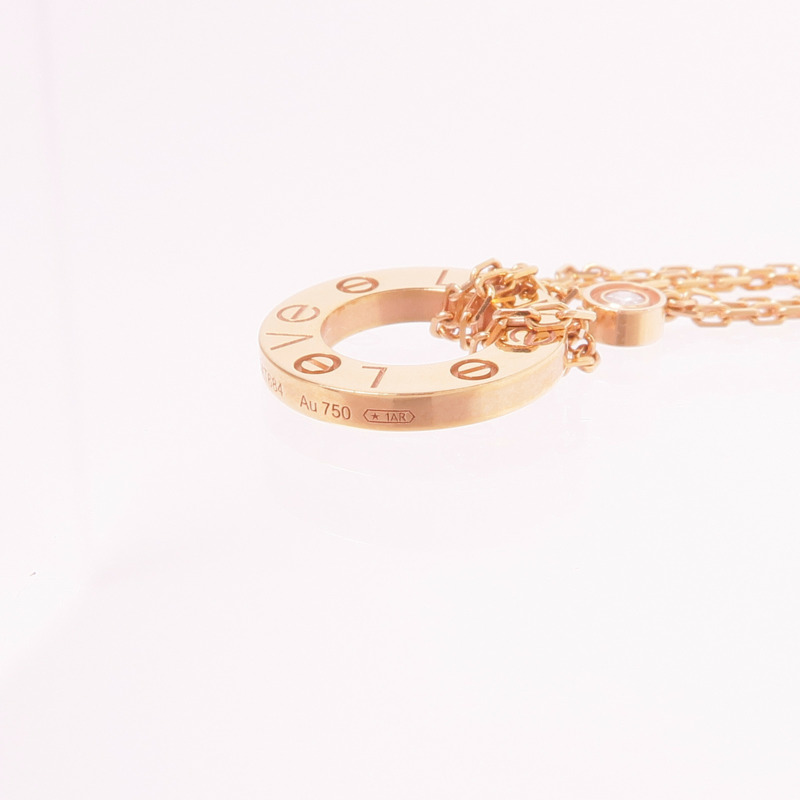 CARTIER 18K玫瑰金Love Pendant 2 Diamonds鑽石項鍊-7