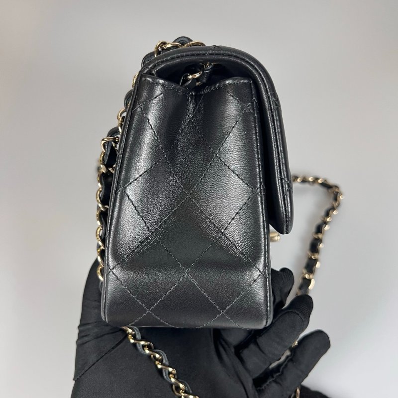 CHANEL 晶片款 A35200 黑羊皮淡金扣 COCO17 方胖子-2