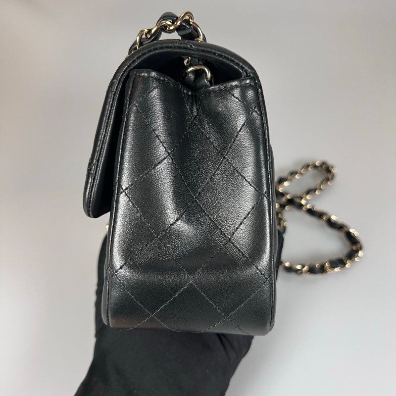 CHANEL 晶片款 A35200 黑羊皮淡金扣 COCO17 方胖子-3