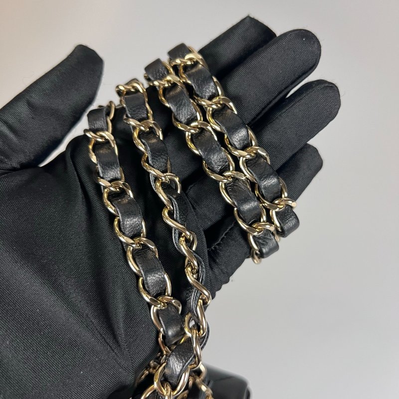 CHANEL 晶片款 A35200 黑羊皮淡金扣 COCO17 方胖子-8