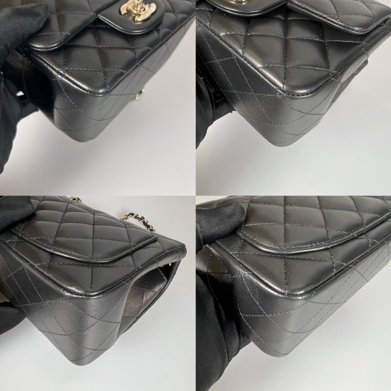 CHANEL 晶片款 A35200 黑羊皮淡金扣 COCO17 方胖子-9