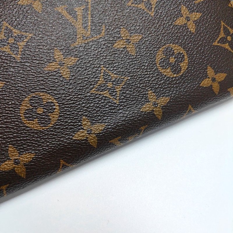 LOUIS VUITTON INSOLITE棕色塗層帆布老花錢包 金色五金 配件齊全 9.8新-9