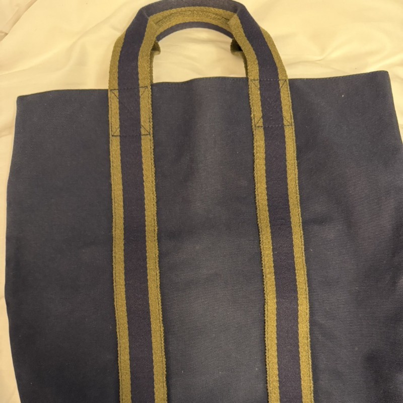 愛馬仕手提肩背包，布料藍綠色調-1