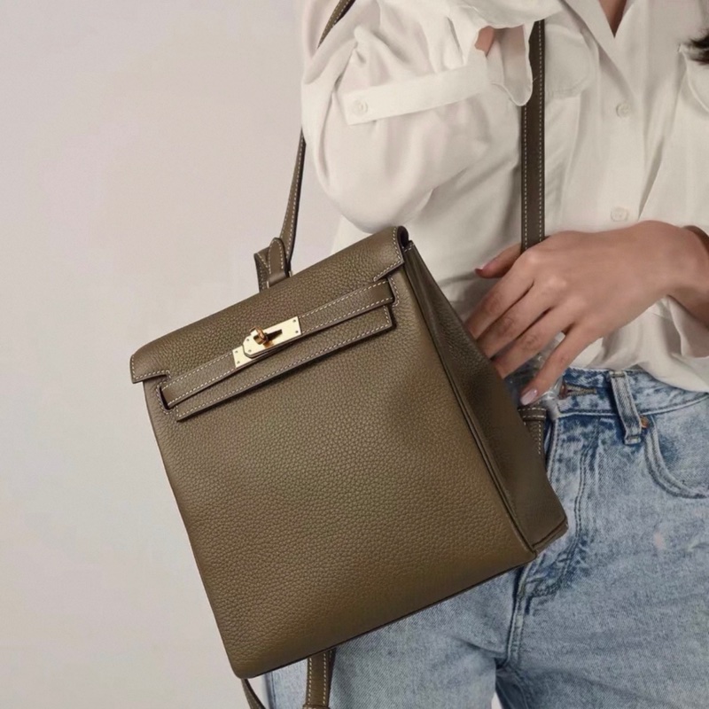 98新 D刻 愛馬仕/Hermes Kelly ado 威馬犬米色 金扣 evercolor皮-0