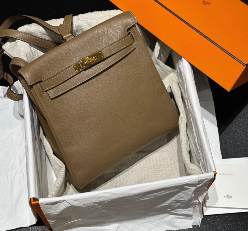 98新 D刻 愛馬仕/Hermes Kelly ado 威馬犬米色 金扣 evercolor皮-1