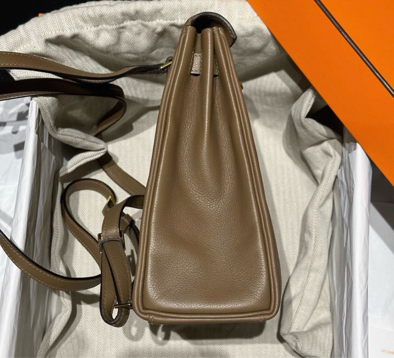 98新 D刻 愛馬仕/Hermes Kelly ado 威馬犬米色 金扣 evercolor皮-6
