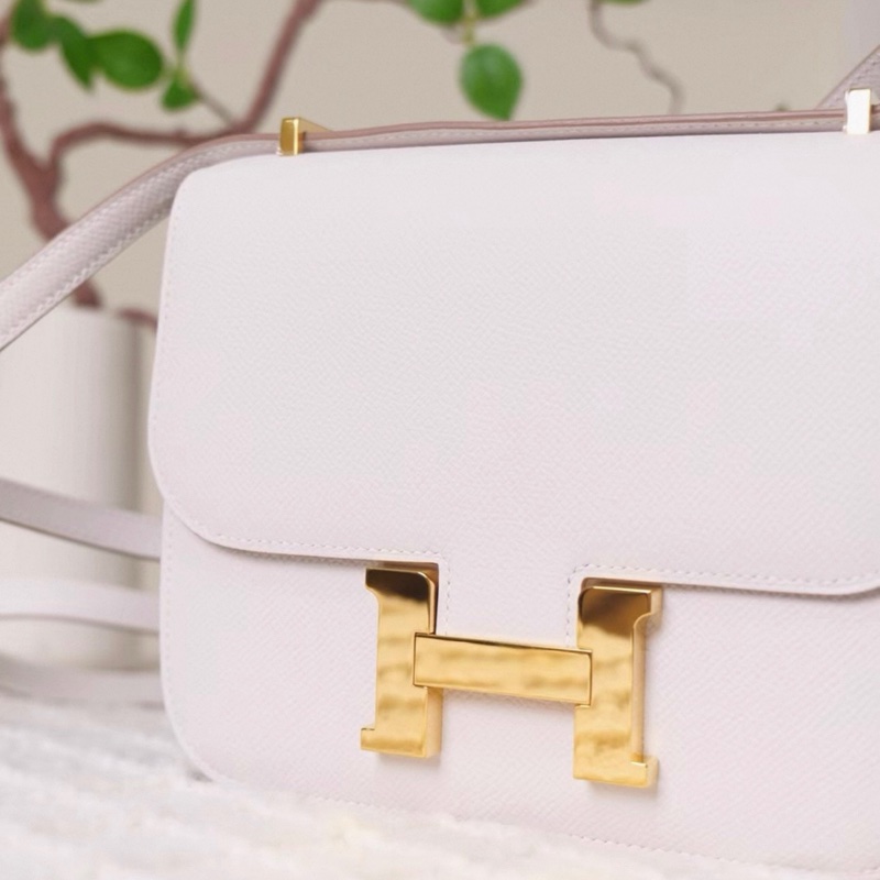 有購証🩷 Hermes愛馬仕 康康19 M4 奶灰色 金扣epsom皮 B刻 99新 配件：防塵袋 盒子 鏡子 小票-4