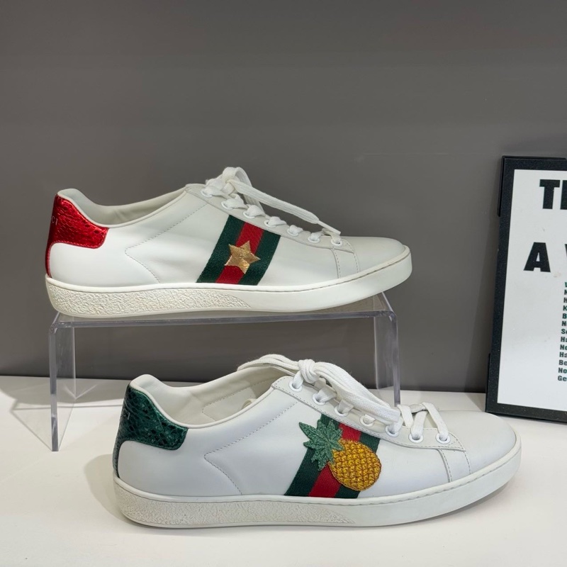 古馳Gucci紅綠尾菠蘿瓢蟲小白鞋38碼 97新-2