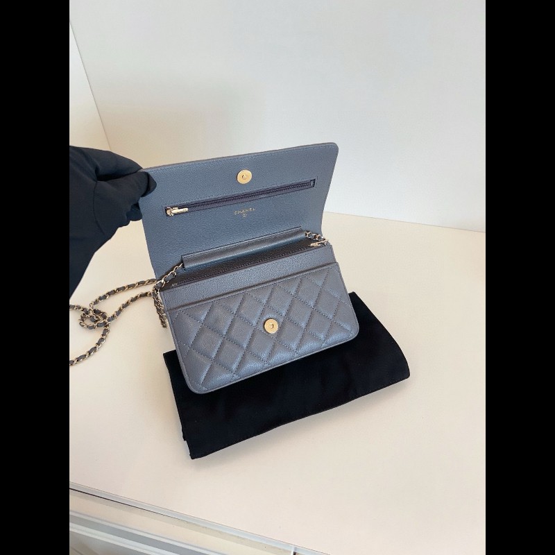 Chanel Wallet on chain 
灰金荔枝皮發財包包-2