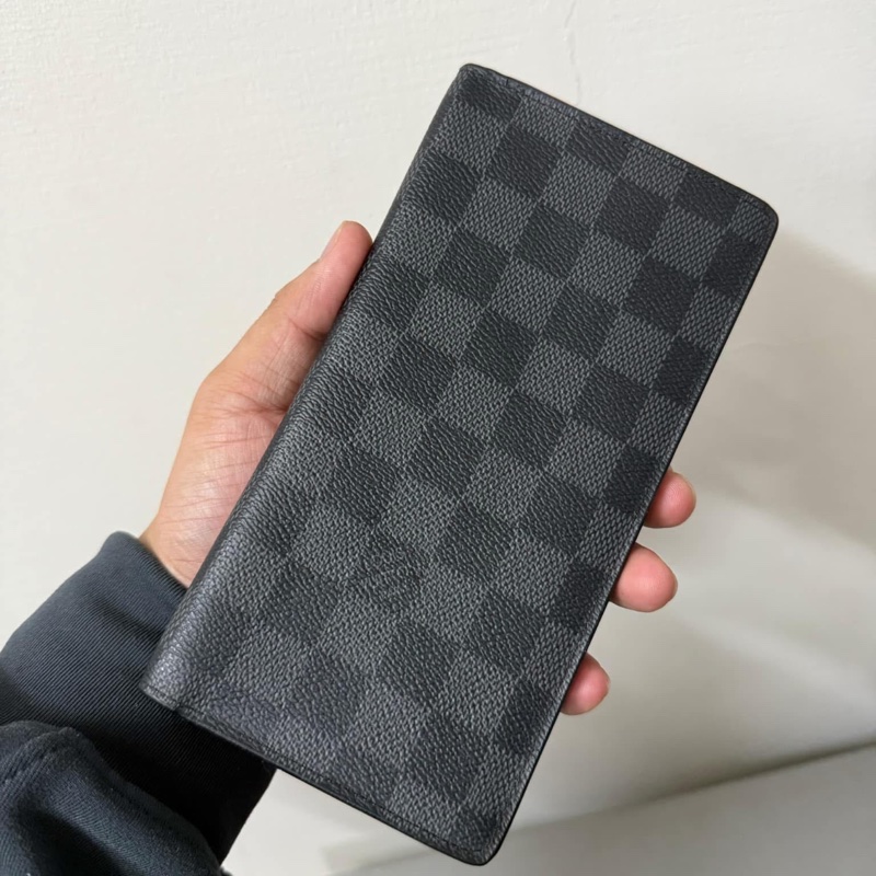 Lv棋盤格對開長夾-0