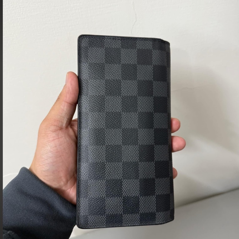 Lv棋盤格對開長夾-1