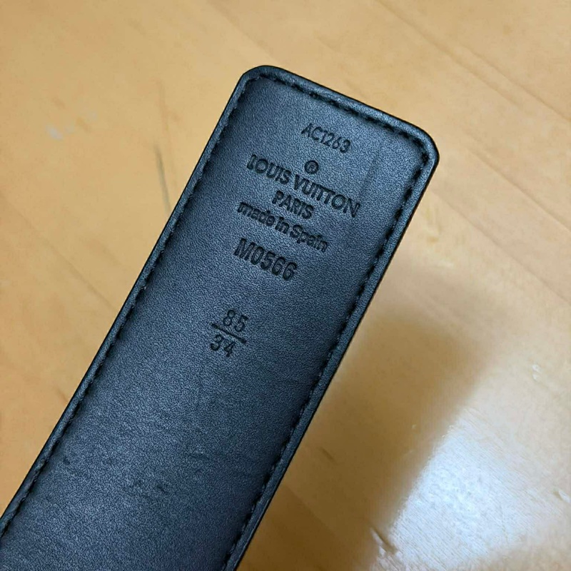 Lv銀扣老花皮帶（85cm)-4