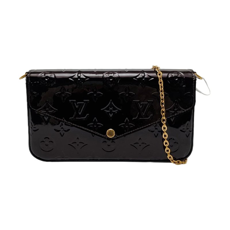 LOUIS VUITTON FELICIE酒紅色牛皮老花壓紋三合一單肩包斜挎包 金色五金 子袋 可拆卸肩帶-0