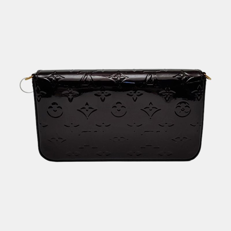 LOUIS VUITTON FELICIE酒紅色牛皮老花壓紋三合一單肩包斜挎包 金色五金 子袋 可拆卸肩帶-4