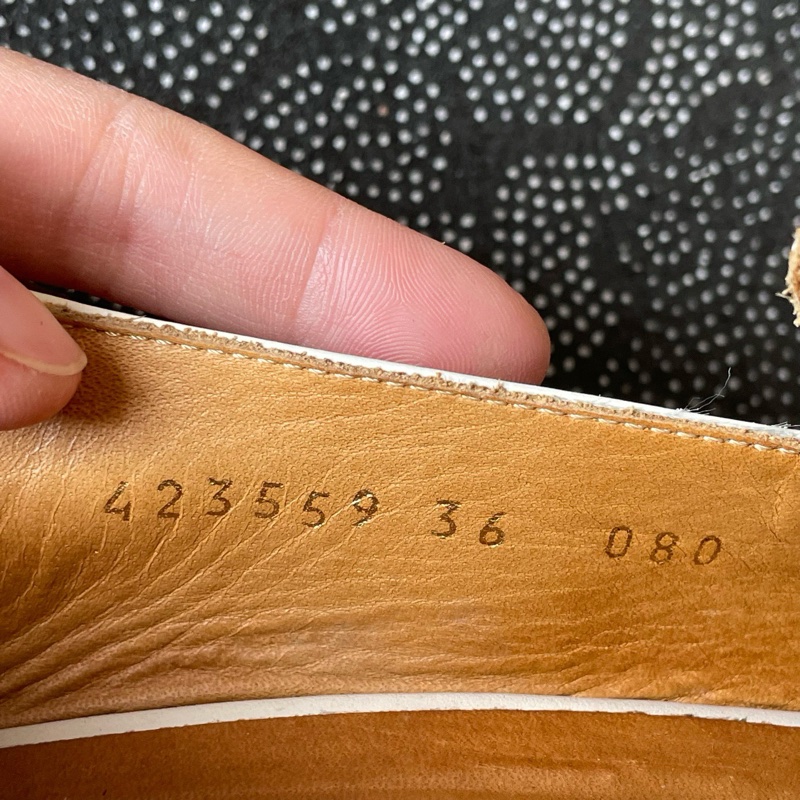 gucci 雙g珍珠奶白色高跟鞋36碼，成色-4