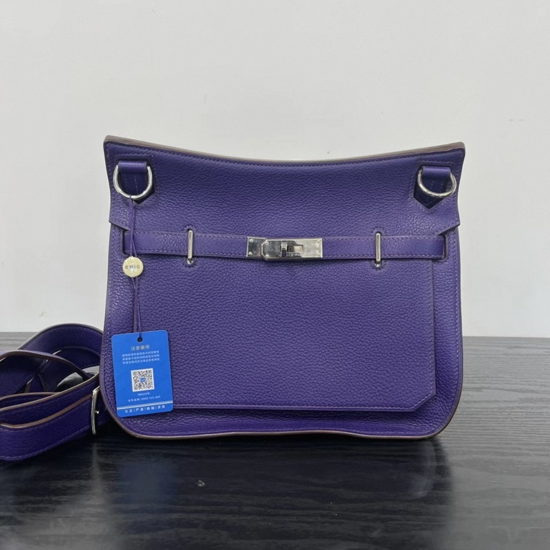 HERMES/愛馬仕鳶尾紫銀扣吉普賽28單肩斜挎包 年份:框N-0