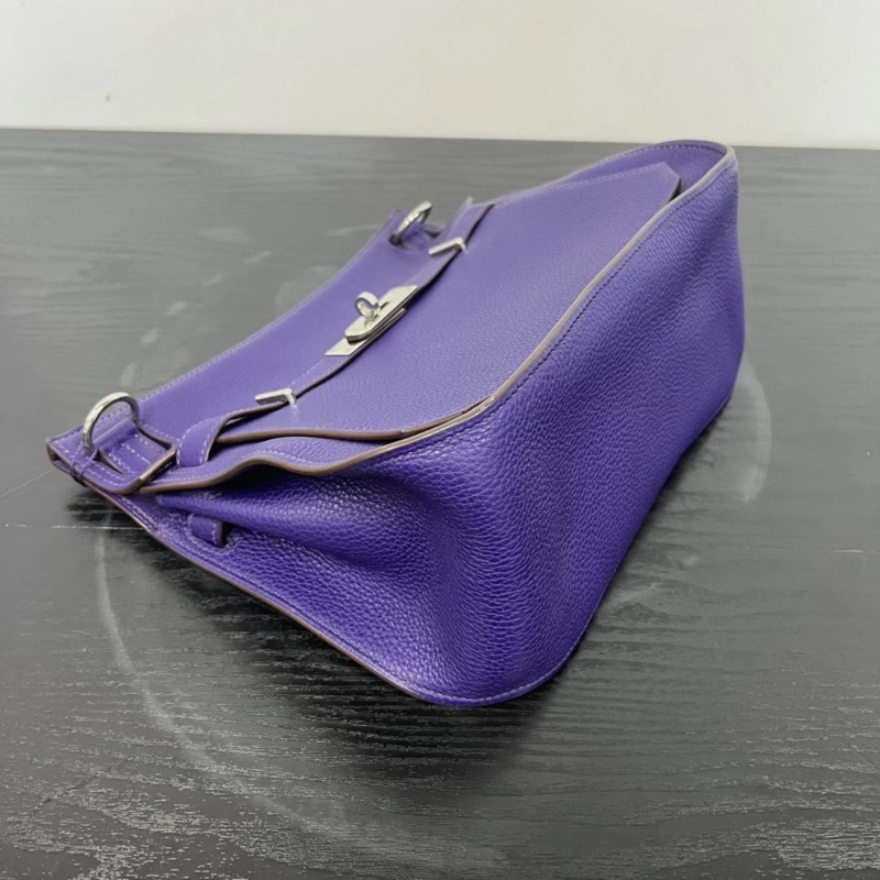 HERMES/愛馬仕鳶尾紫銀扣吉普賽28單肩斜挎包 年份:框N-4
