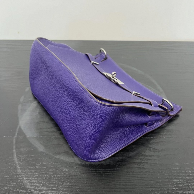 HERMES/愛馬仕鳶尾紫銀扣吉普賽28單肩斜挎包 年份:框N-5