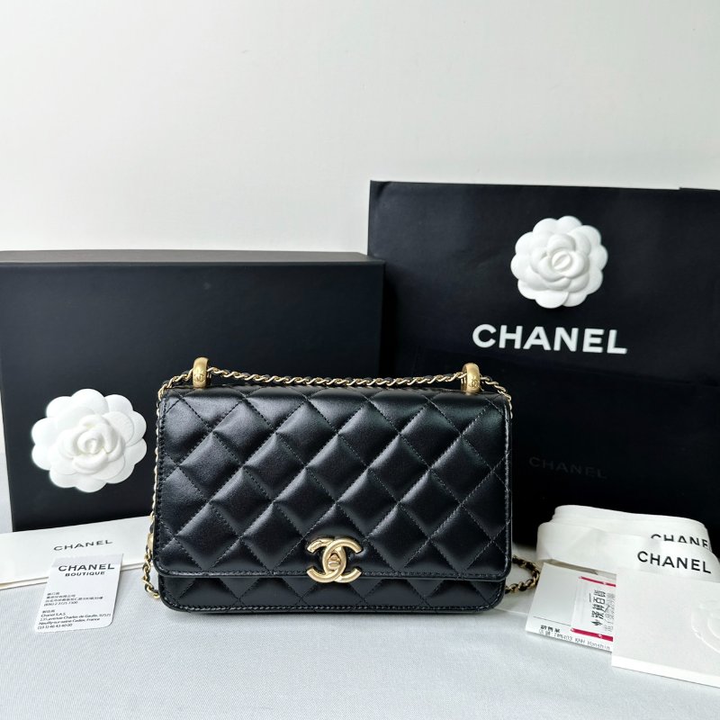 CHANEL 小羊皮雙金球WOC鏈帶包-0