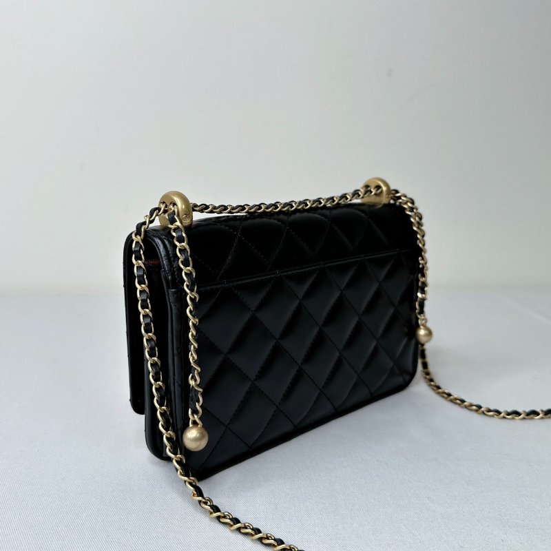 CHANEL 小羊皮雙金球WOC鏈帶包-5