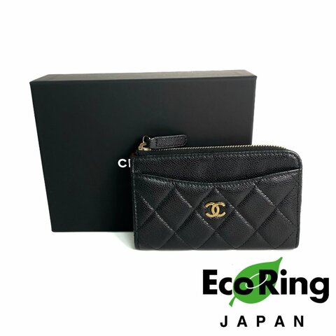 △ Chanel 香奈兒 Black Caviar Skin Gold Tone Metal Card Holder AP3388 黑色粒紋小牛皮金色金屬卡包 - 257022724