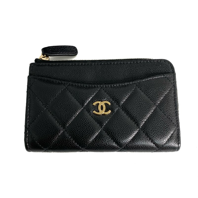 △ Chanel 香奈兒 Black Caviar Skin Gold Tone Metal Card Holder AP3388 黑色粒紋小牛皮金色金屬卡包 - 257022724-1