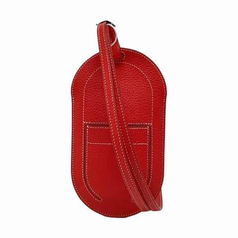 HERMES In-The-Loop 大號心紅色Chèvre Mysore山羊皮卡包 D刻 9.9新