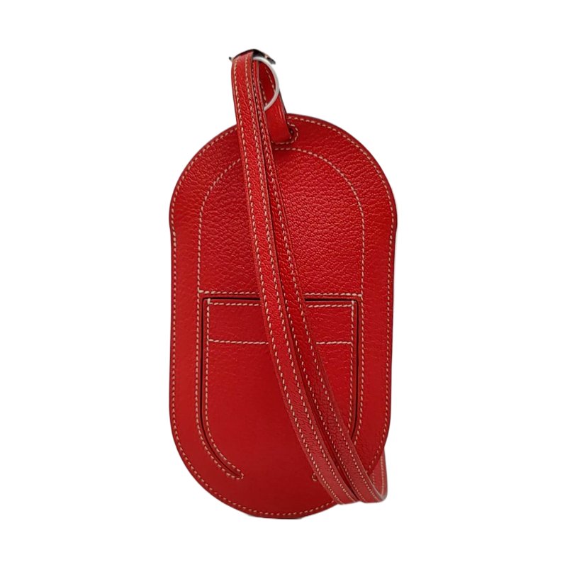 HERMES In-The-Loop 大號心紅色Chèvre Mysore山羊皮卡包 D刻 9.9新-0
