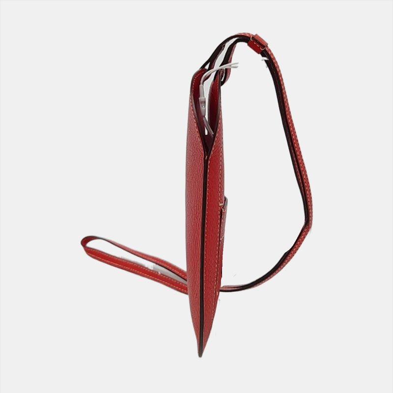 HERMES In-The-Loop 大號心紅色Chèvre Mysore山羊皮卡包 D刻 9.9新-3