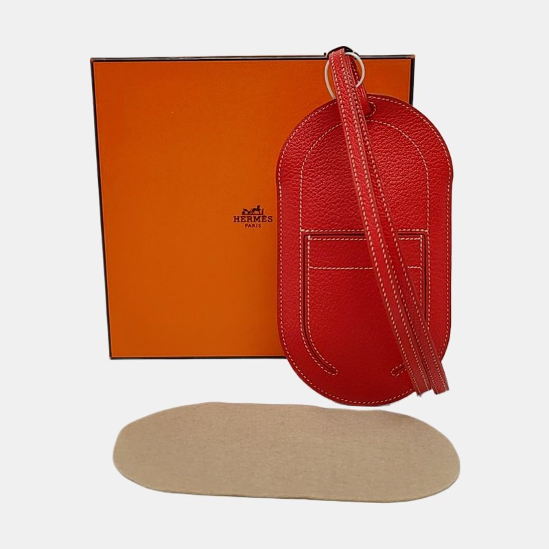 HERMES In-The-Loop 大號心紅色Chèvre Mysore山羊皮卡包 D刻 9.9新-7