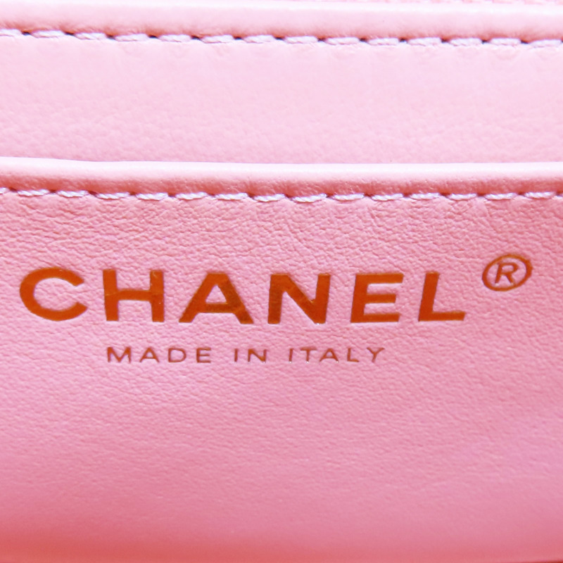 橘色 菱格紋 羊皮 Coco17 金球 鏈帶肩背包 金釦【CHANEL 香奈兒】 A35200-6